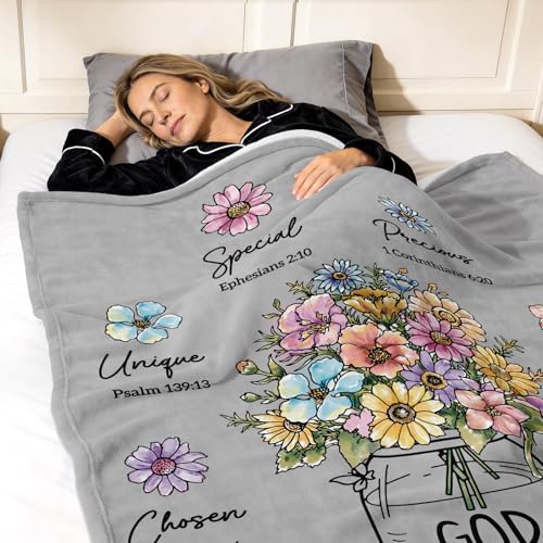 Christian Religious Gifts for Women, Grey Christian Blanket 80''x 60'' - color: Grey, size: 80"x60"