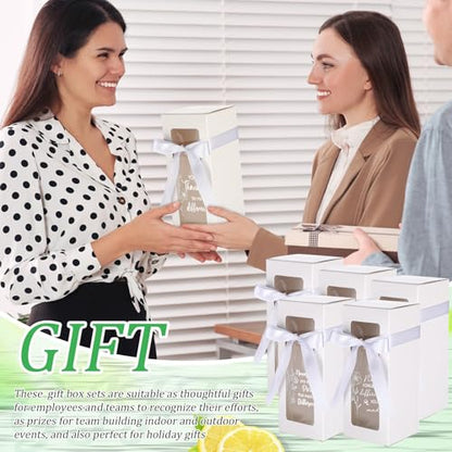 Ziliny 24 Set Thank You Gifts Bulk Employee Appreciation Gifts for Staff Christmas Coworker 16 oz Glass Cups with Lids and Straws with Gift Box Ribbon for Friends Nurse Teacher(Floral and Team) - style: Floral and Team