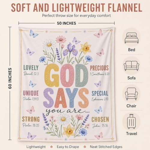Inspirational Christian Throw Blanket, 50×60in Soft Faith Flannel Blanket - color: Christian Blanket-01