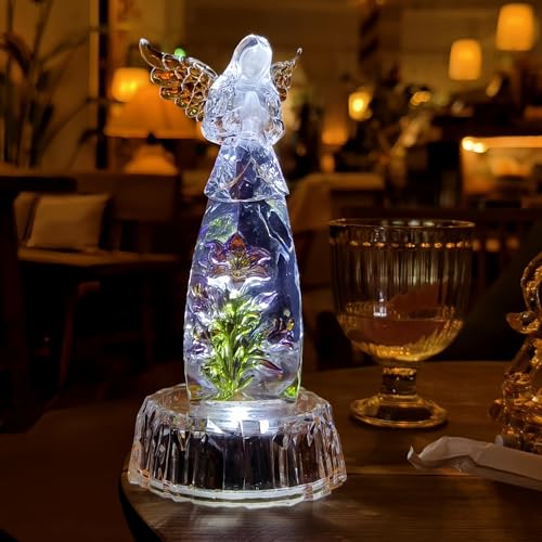 Praying Angel Acrylic Statue 8.6”H LED Lighted Christmas Decor