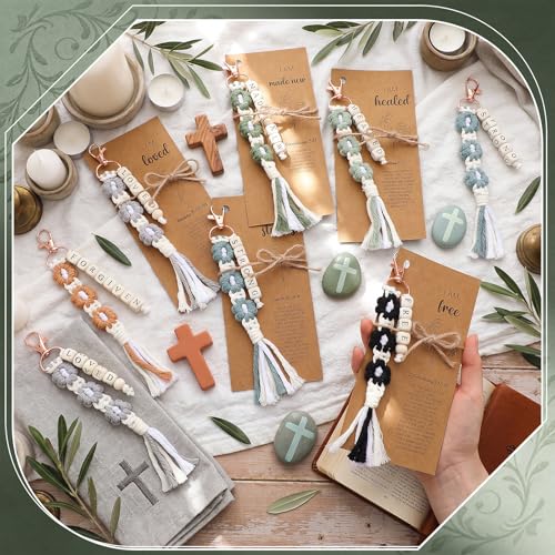 Gerrii 12 Set Back to School Keychain Bulk Christian Gift for Women, Dark - color: Dark