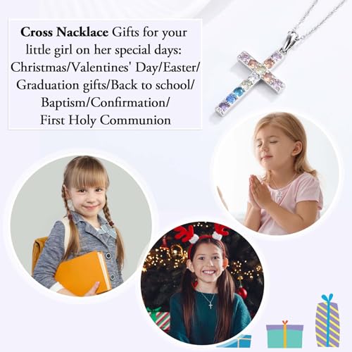 Cross Necklace for Little Girls Catholic Christian Religious Gifts - color: First Communion
