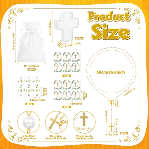ANGOLIO Baptism Religious Gift Bulk, Bead Rosary Cross Necklaces