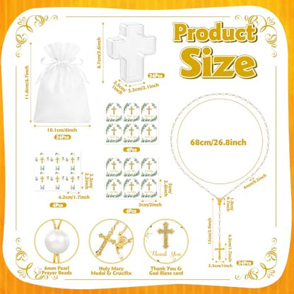 ANGOLIO Baptism Religious Gift Bulk, Bead Rosary Cross Necklaces