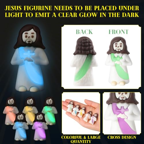 CroBlissful 60 Sets Mini Jesus Figurines Bulk,Holding A Cross Style - style: Cassock Style