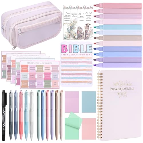 XKDOUS 40 Bible Study Kit, Journaling Supplies for Women with Case, Beige - color: Beige