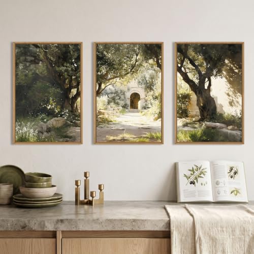 Garden of Gethsemane Landscape Framed Canvas Wall Art -16"x24"x3 - color: Garden Landscape Wall Art, size: 16"L x 24"W