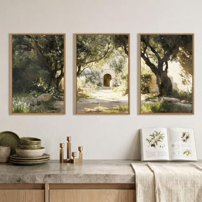 Garden of Gethsemane Landscape Framed Canvas Wall Art -16"x24"x3 - color: Garden Landscape Wall Art, size: 16"L x 24"W