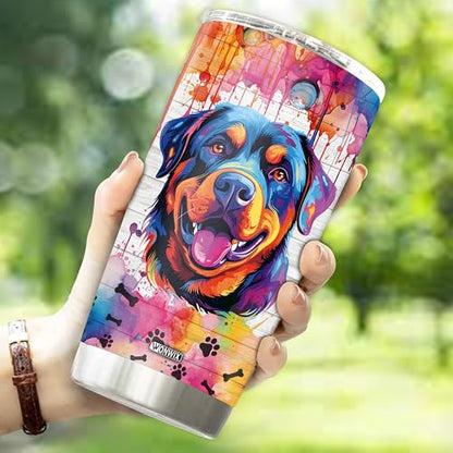 Gifts for Rottweiler Lovers 20 Oz Stainless Steel Tumbler Travel Coffee Mug Gift Ideas for Rottweilers Dog Lovers Owners Funny Facts Water Bottle - color: Rottweiler