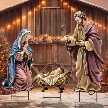 Amyhill 3 Pack Christmas Decoration Outdoor, Outdoor Nativity Scene Stakes - style: Nativity