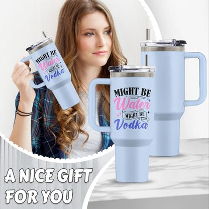Might Be 40oz Tumbler, with Handle & Straw, Stainless Steel Cup - color: Might Be