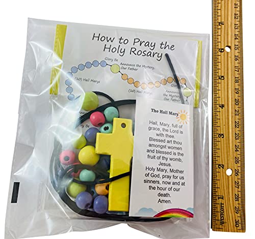 Rosary Craft Kit Make Your Own Hail Mary Our Father Holy Card Wooden Beads - size: medium