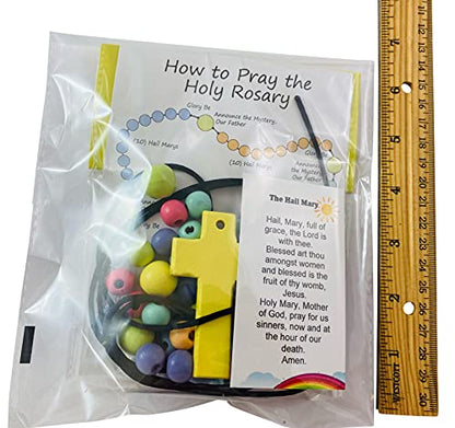 Rosary Craft Kit Make Your Own Hail Mary Our Father Holy Card Wooden Beads - size: medium