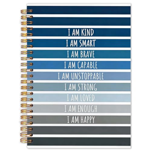 SAFDSGFDB Inspirational Navy Blue Notebook Journal 5.5x8.3, Positive Affirmations Gifts for Boys, Motivational Quote Spiral Hardcover Journal Notebook for Work Study Office Note Taking - color: Stripe flower