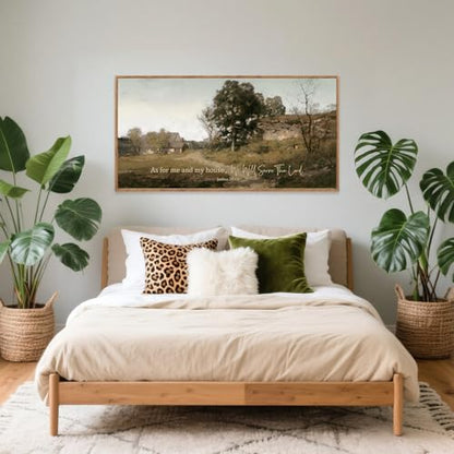 Aurlan As For Me And My House Joshua 24:15 Framed Wall Art 40x20 Inch - color: Joshua 24:15, size: 40"L x 20"W