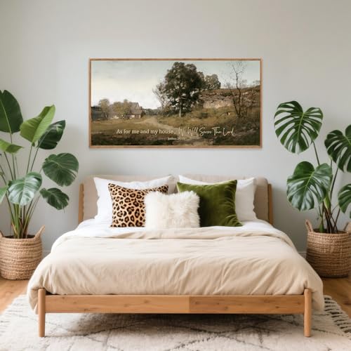 Aurlan As For Me And My House Joshua 24:15 Framed Wall Art 40x20 Inch - color: Joshua 24:15, size: 40"L x 20"W