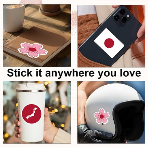 [3PCS] Japan Flag Sticker, Japan Stickers, Sakura Stickers, Clean Red Sun - color: Japan Flag Sticker