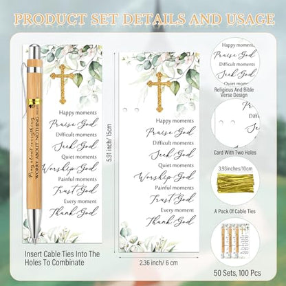 20 Sets Christian Religious Gifts Bible Verse Bamboo Pens