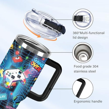 Christian Gifts for Women 40oz Tumbler - Insulated Travel Mug with Handle (Gamer, 40 Ounces) - color: Gamer