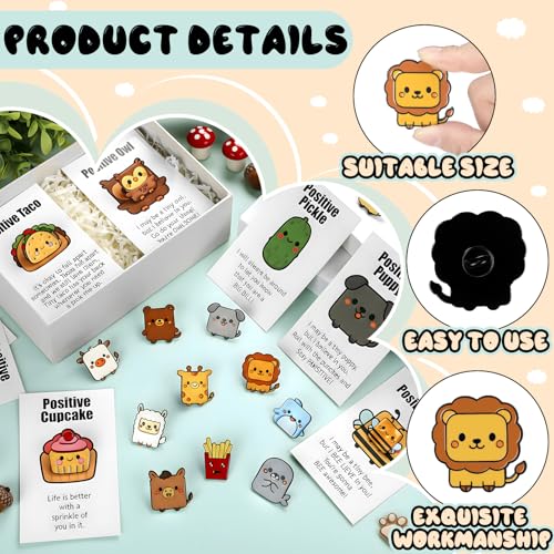 Tondiamo 20 Pcs Positive Funny Enamel Pins Bulk with Inspirational Card