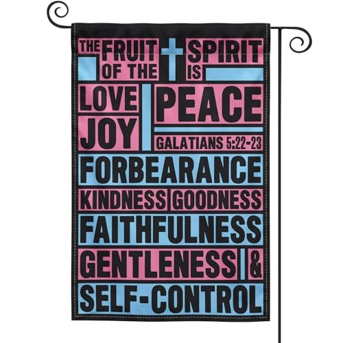Fruit of the Spirit Christian Garden Flag 12x18 Double Sided - color: scripture