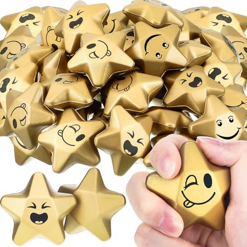 DEEKIN 72 Pcs Star Foam Relief Toys for Teens, Adults, Smile Face - style: Smile Face