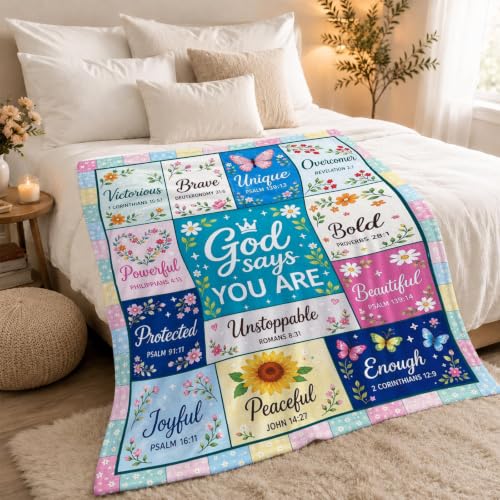 Christian Faith Blanket 50×60in God Says You Are Bible Verse Throw Blanket - color: Christian Blanket-05