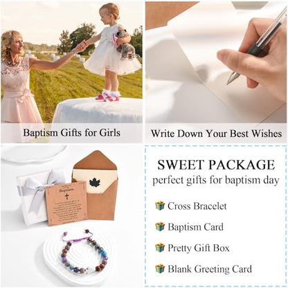 EFVISD Cross Bracelet Gifts for Boys Girls Christian Religious Gifts - color: Baptism -Girls