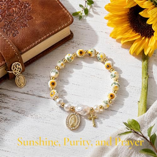 Holy Water Bracelet for Women,Religious Christian FaithJewelry - color: (Yellow1)