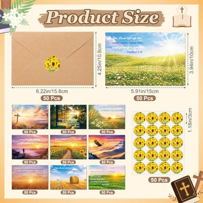 50 Sets Landscape Christian Greeting Cards Bulk with Envelopes - style: Landscape