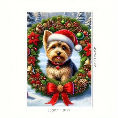 BlissYard Christmas Yorkshire Terrier Garden Flag 12x18 Inch Polyester - color: Yorkshire Terrier Dog