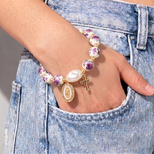 Holy Water Bracelet for Women,Religious Christian FaithJewelry - color: (purple3)
