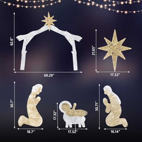 Karl Home 6 ft Lighted Nativity Scene, 190 LED Lights, Silver Roof - style: Nativity Scene-Sliver Roof
