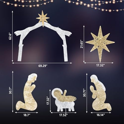 Karl Home 6 ft Lighted Nativity Scene, 190 LED Lights, Silver Roof - style: Nativity Scene-Sliver Roof