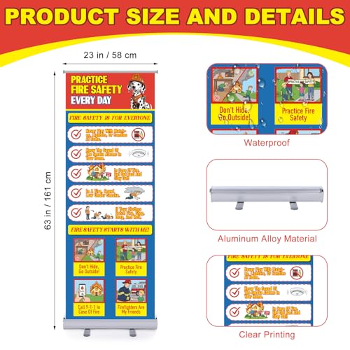 Ceenna 24 x 63 Inch Fire Safety Education Retractable Banners - style: Fire Safety