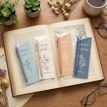 96 Pcs Bible Verse Pens With Bookmarks Scripture Christian Pens Bulk Motivational Inspirational Pen Ballpoint Religious Quote Christian Gifts Bulk For Women Men Pastor Coworker Employee Teacher Nurse