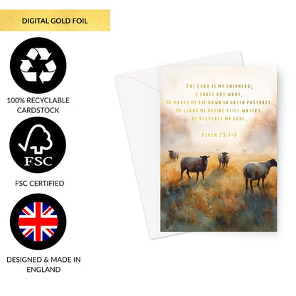 Inspiring Motivational Bible Verse Greeting Cards For Birthday, Retirement, Graduation, Sympathy, Strength, Mourning, Bereavement, Wedding Anniversary and Just Because For Christian Men and Women | Traditional Black and White Design (Sheep Watercolour Psa