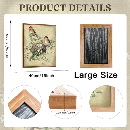 LHIUEM Birds Pictures Wall Decor(12”X16”) Spring Hummingbird Canvas Wall Art Framed Farmhouse Bird Botanical Art Prints Bird Nest Eggs Poster Birds Themed Vintage Framed Art for Bedroom Living Room - color: Bird's Nest is on The Trunk