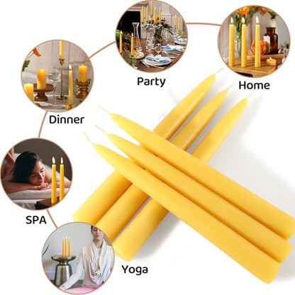 Beeswax Taper Candles,100% Natural Bees Wax Candle Sticks,18 Pack,8 Inch - color: Yellow, size: 8 inch