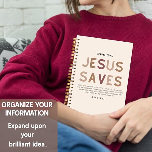 KAOWT Boho Christian Notebook Journal, Religious Bible Notebooks for Note Taking, Christian Gifts for Women, Prayer Scripture Journal, Jesus Saves Hardcover Spiral Notebook 5.5x8.3in - color: notbook bible-John 3