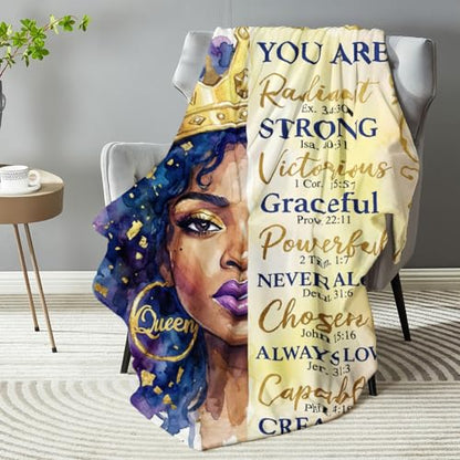 African American Black Girl Women Blanket - Christian Birthday Gifts Blanket- Inspirational Flannel Religious Spiritual Throw Blanket Home Decor 50x60inch - color: Hrmt3