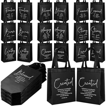 Aliceset 40 Pcs Christian Gift Bags with Bible Verse, Black, Black - color: Black