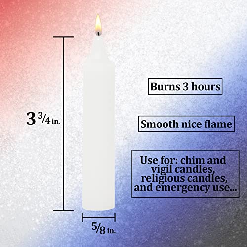 20pk Small White Spell Candles - Short Taper Vigil Candles, Burn up to 3 Hours Each, Ideal for Religious Faith, Prayer & Meditation