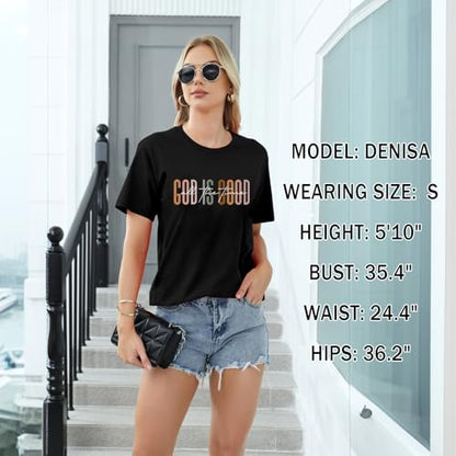 Tuislay Christian God is Good Shirt for Women Faith Jesus Shirts Bible Verse Religious Tshirts Inspirational Tees Cute Tops - color: Black, size: X-Large