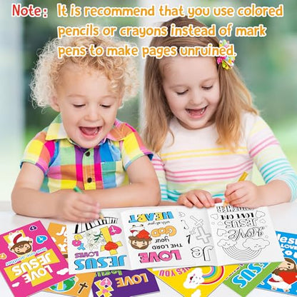 Dvbonike 48Pcs Jesus Loves You Coloring Books Religious DIY Color-in Pages - color: C-Jesus Loves You (48Pcs)