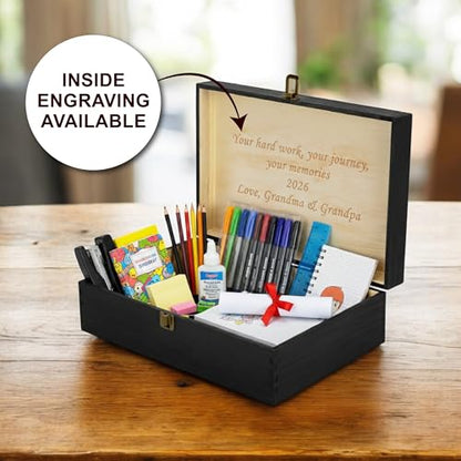 Personalized School Years Memory Box, Engraved Keepsake Chest for Kids - style: 18. Kids School Memory Box