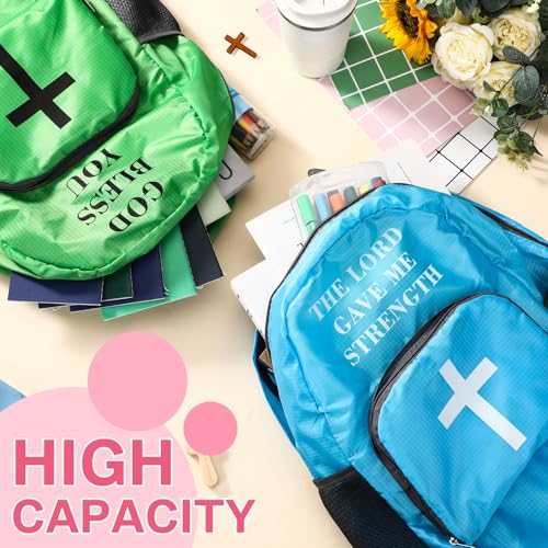 Shinylin 16 Pack Christian Backpacks Bulk, 17" Bible Verse Bags for Kids