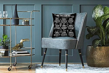 Christian Art Religious Inspirational Gifts God says You are Loved，Fearless，Joyful，Blessed，Strong Jesus Doodle Soft Throw Pillow Case Retro Christian Decor 18X18 Inch - color: 19 Christian