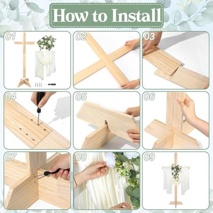 71Inch Large Wooden Cross for Wedding White Ribbon Eucalyptus Garland White - color: White, size: 71Inch