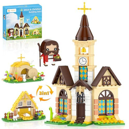 Jesus Christian Nativity 3-in-1 Building Blocks Set, Jesus Resurrection